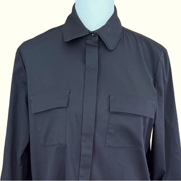 Per Se by Carlisle black button front blouse with lace up sides size 4. - Picture 2 of 10